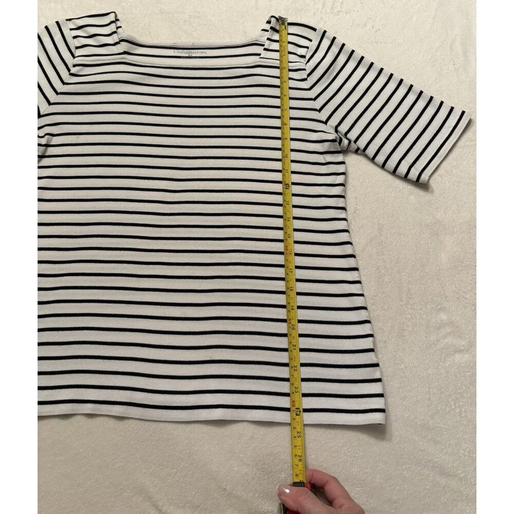 Croft & Barrow 100% Cotton Women’s Crew Neck Striped Top Size XL Black/White